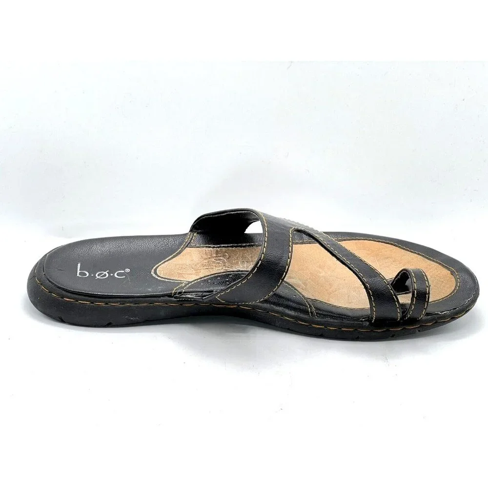 BOC Born Concept Black Thong Flip Flop Faux Leather Sandal Women's Size 10 M - Picture 4 of 11